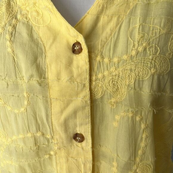 Cottonseed Vintage Button Front Embroidered with Frayed look Oversized USA SZ M - Picture 2 of 7
